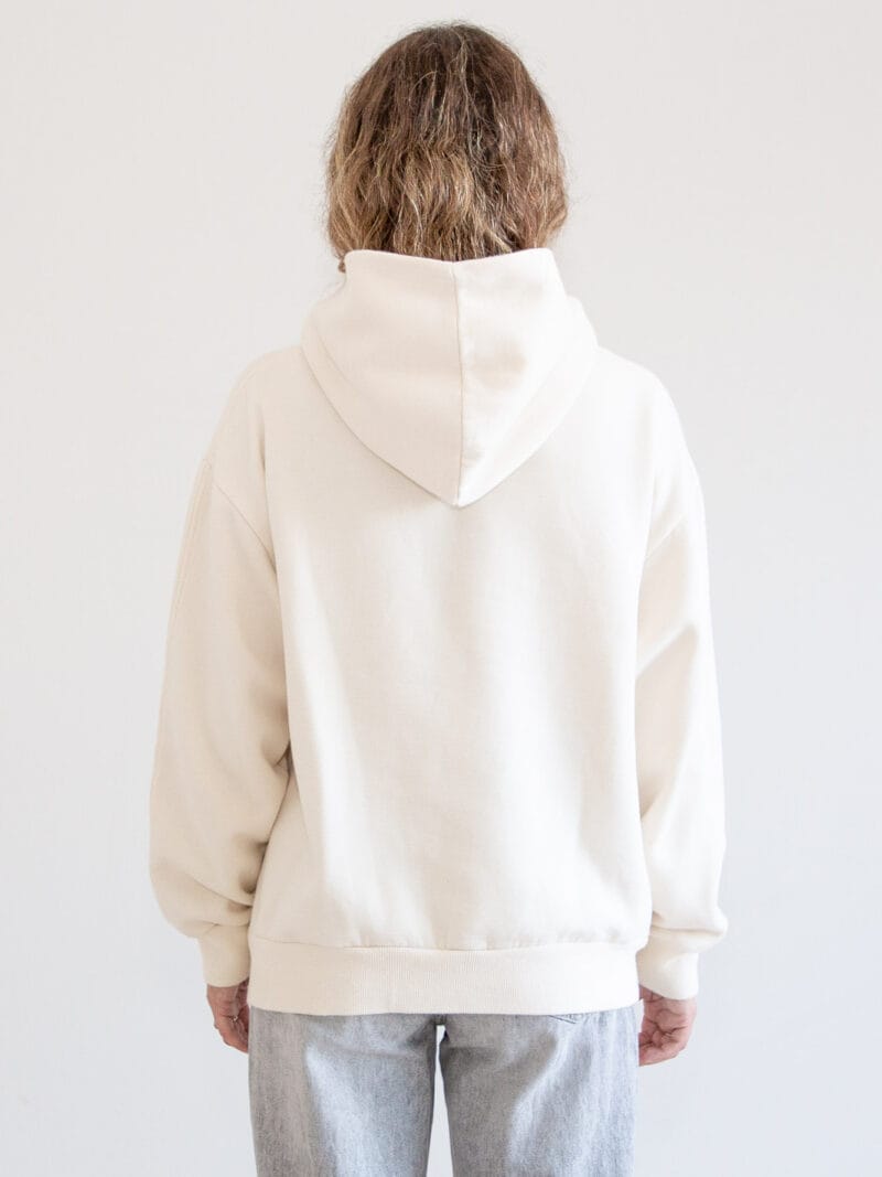Sudadera unisex algodón 100% orgánico ecru, vista trasera,sin logo, con capucha
