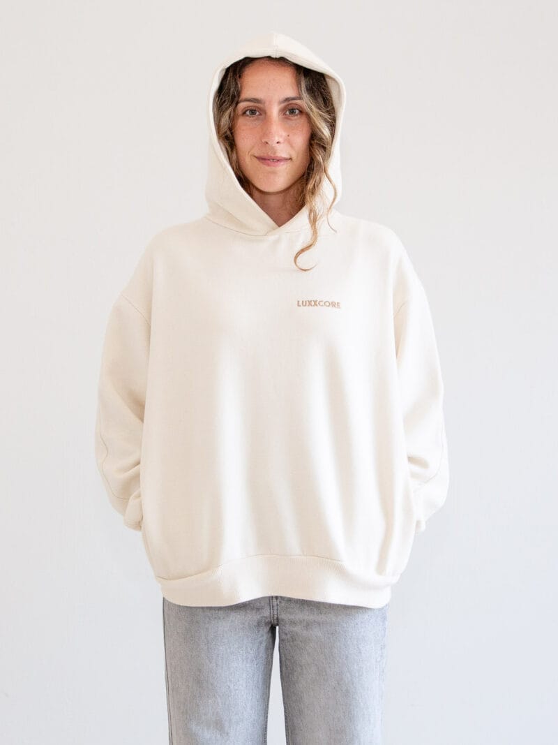 Sudadera unisex algodón 100% orgánico ecru, vista frontal